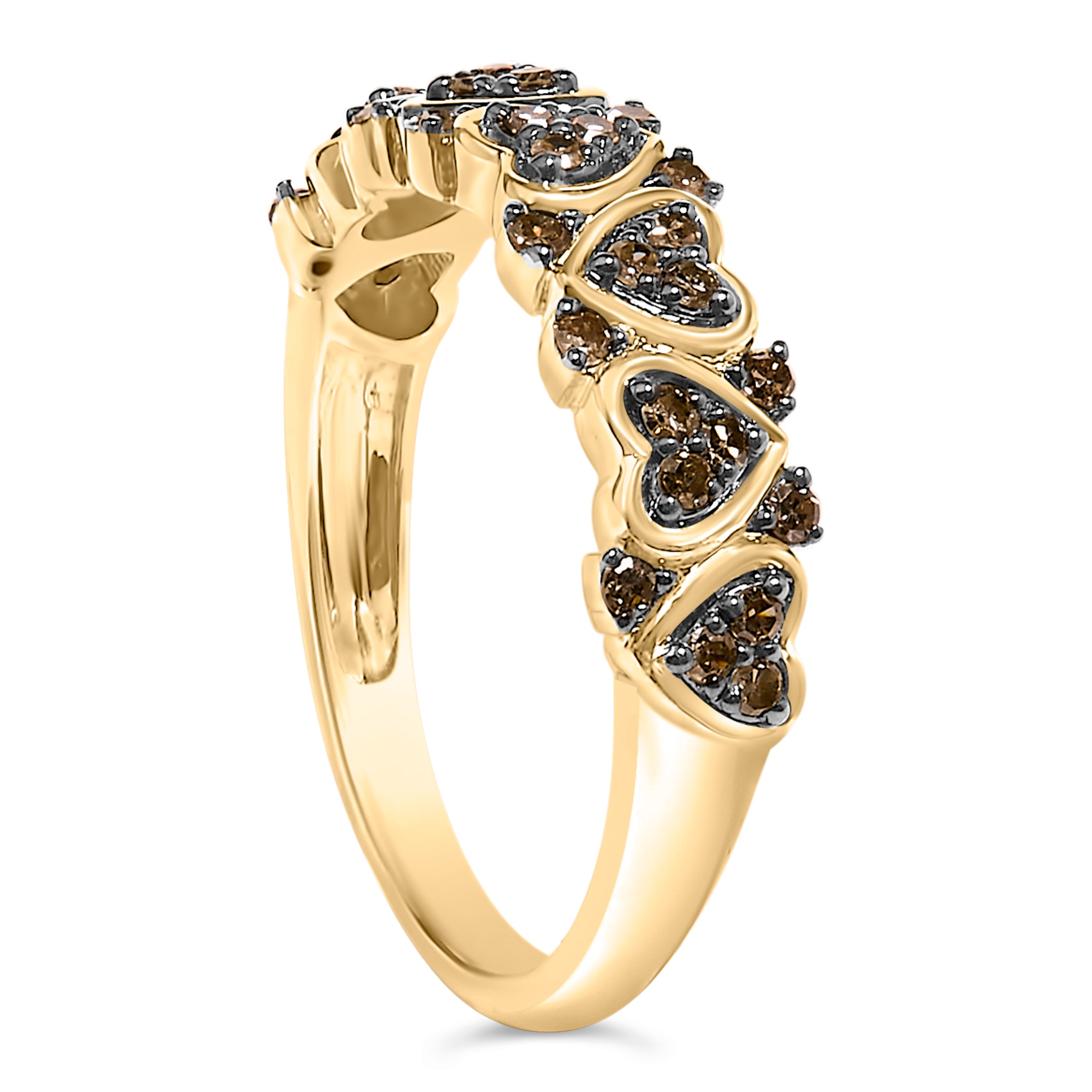 10K Yellow Gold Plated .925 Sterling Silver 1/3 cttw Natural Diamond Band Ring - Size 7