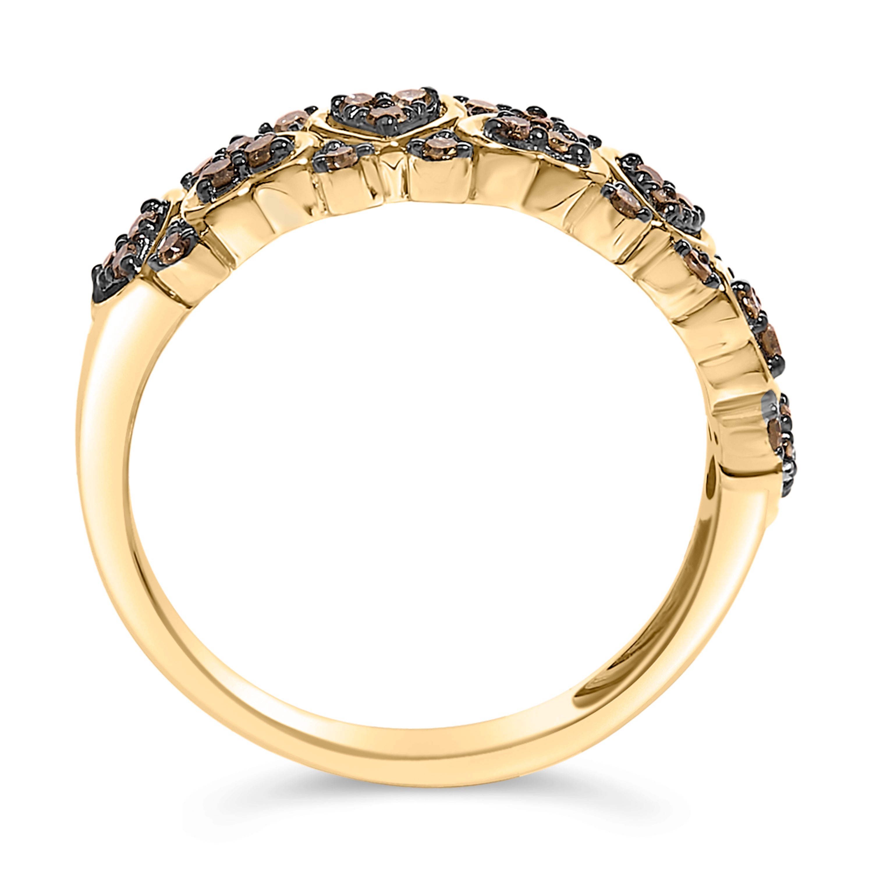 10K Yellow Gold Plated .925 Sterling Silver 1/3 cttw Natural Diamond Band Ring - Size 7