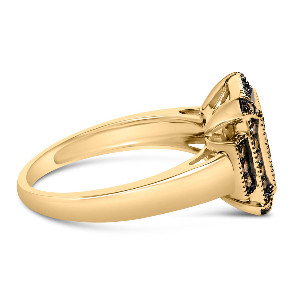 10K Yellow Gold Plated .925 Sterling Silver 1/2 Cttw Champagne Diamond Step Up Ring - Size 7