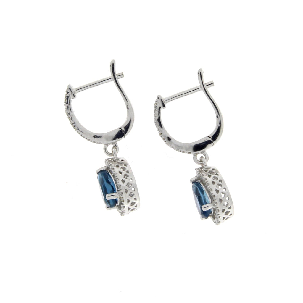 .88ct London Blue Topaz Dangle Earrings 14KT White Gold