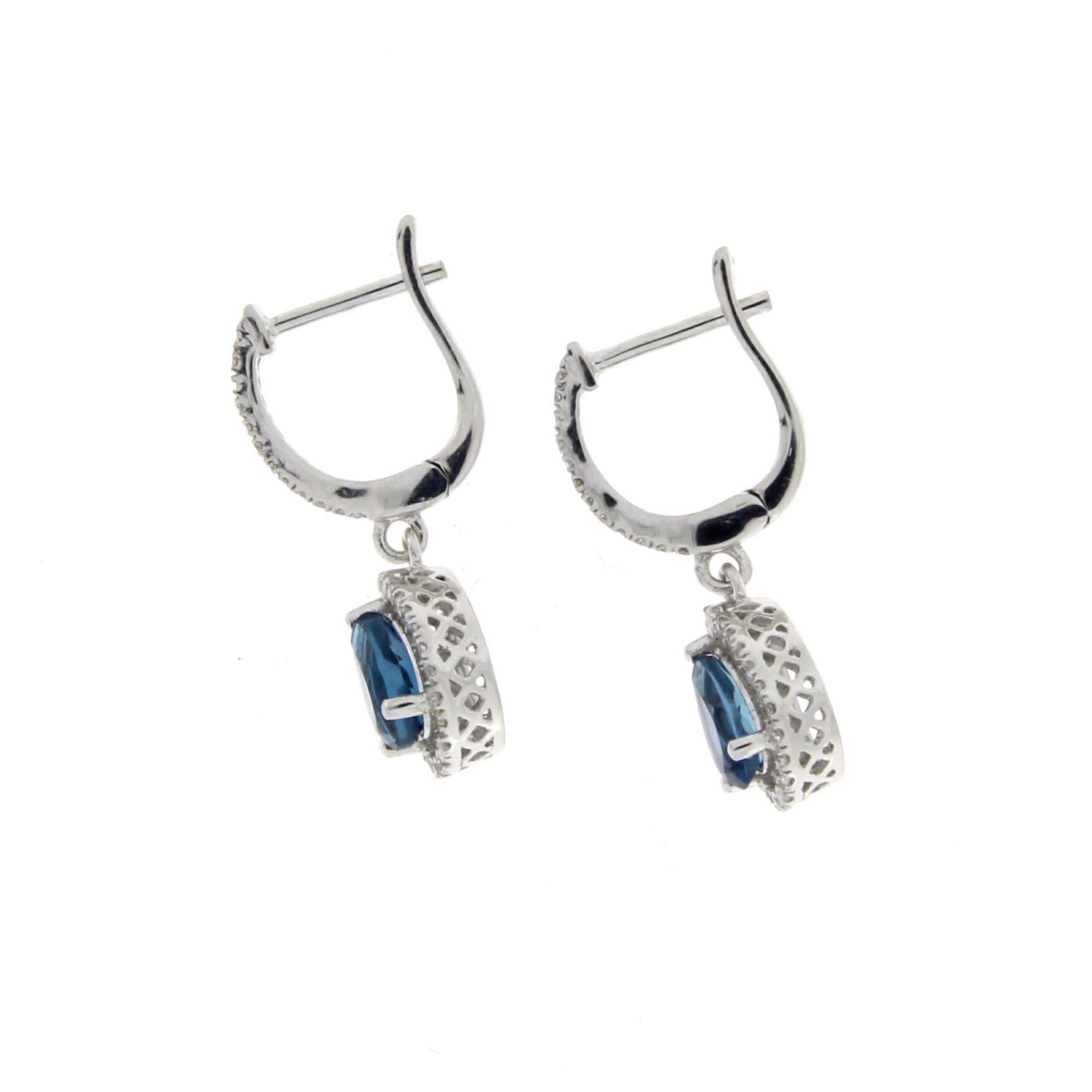 .88ct London Blue Topaz Dangle Earrings 14KT White Gold