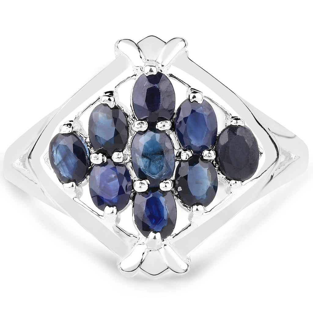 1.80 Carat Genuine Blue Sapphire .925 Sterling Silver Ring