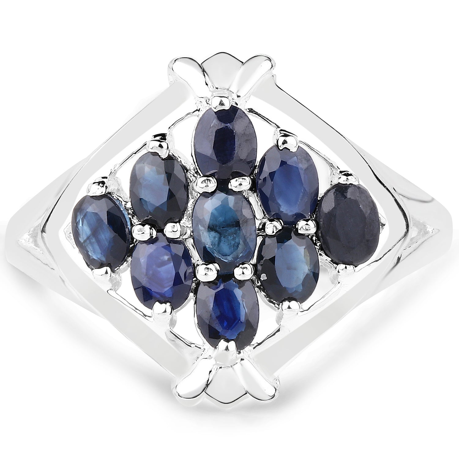1.80 Carat Genuine Blue Sapphire .925 Sterling Silver Ring