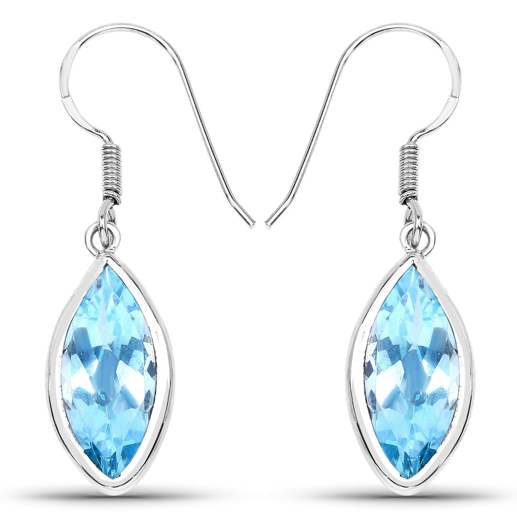 9.76 Carat Genuine Blue Topaz .925 Sterling Silver Earrings