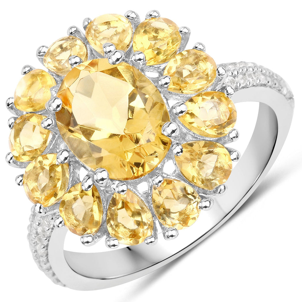 12.24 Carat Genuine Citrine and White Topaz .925 Sterling Silver 3 Piece Jewelry Set (Ring, Earrings, and Pendant w/ Chain)