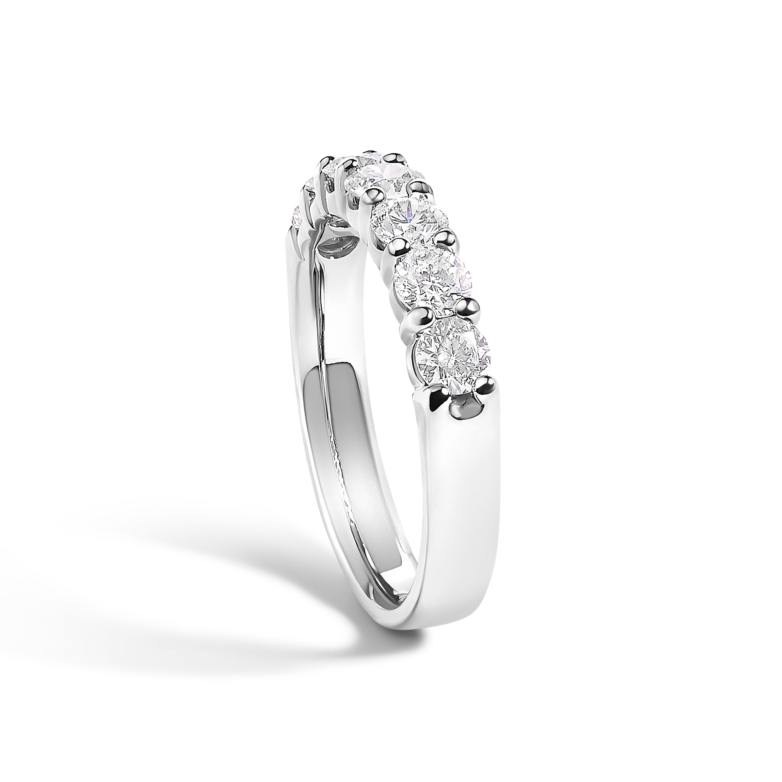 14K White Gold 1.0 Cttw Diamond 7 Stone Band Ring