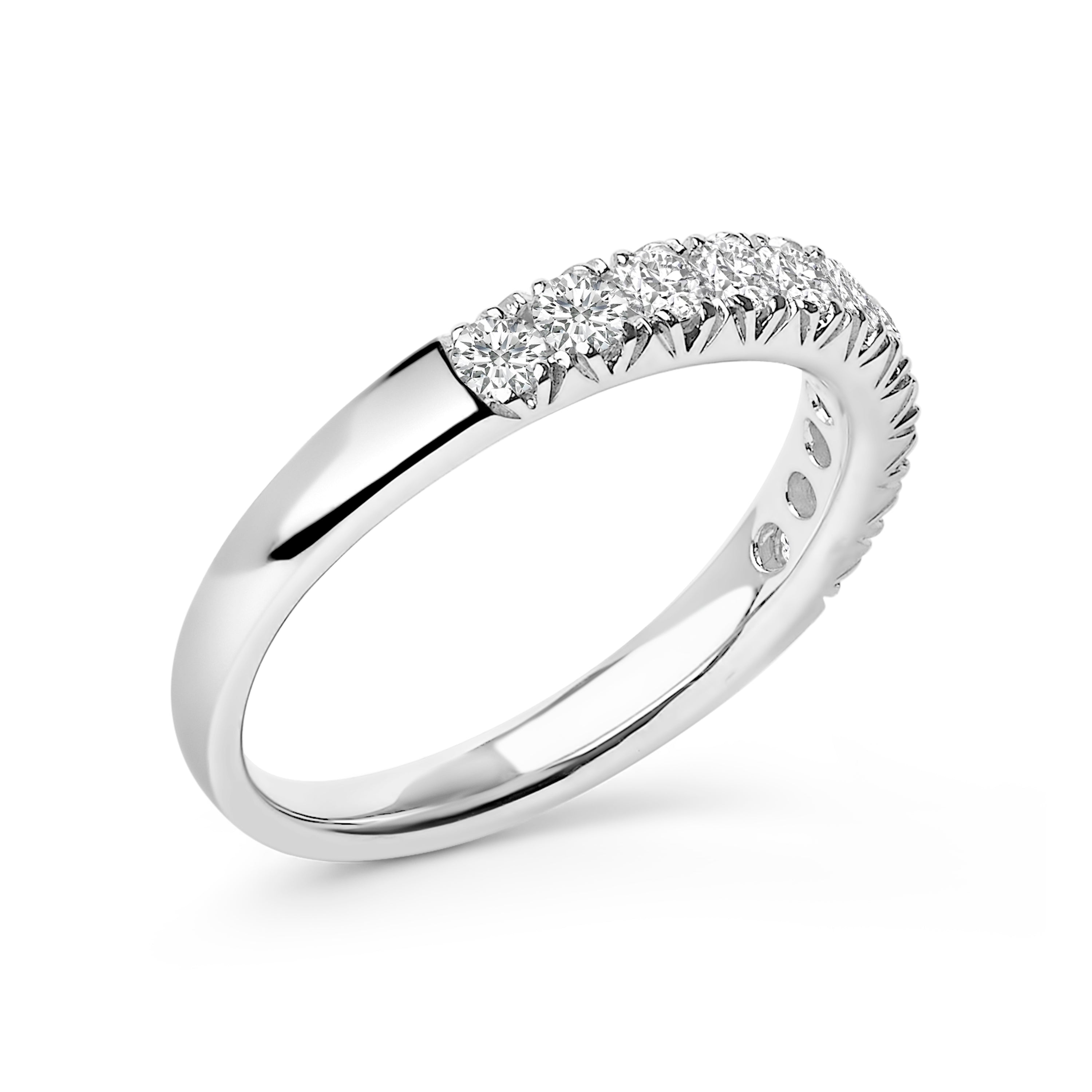 14K White Gold 1/2 Cttw Round Diamond 11 Stone Classic Band