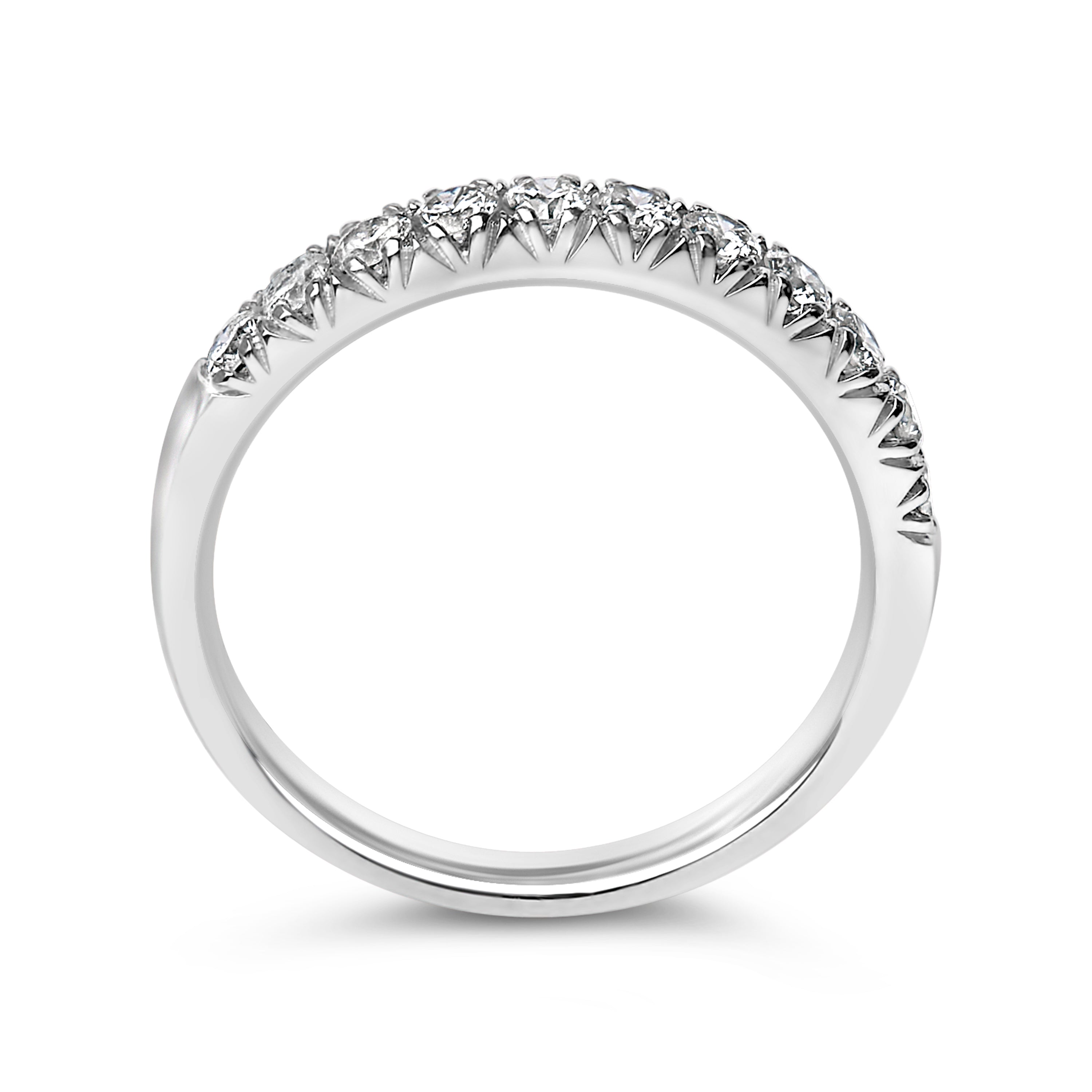 14K White Gold 1/2 Cttw Round Diamond 11 Stone Classic Band