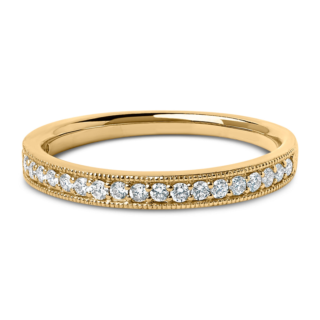 14K Yellow Gold 1/4 Cttw Round Diamond Milgrain Wedding Band (I-J Color, SI2-I1 Clarity) - Size 6.5