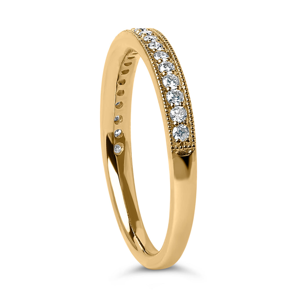 14K Yellow Gold 1/4 Cttw Round Diamond Milgrain Wedding Band (I-J Color, SI2-I1 Clarity) - Size 6.5