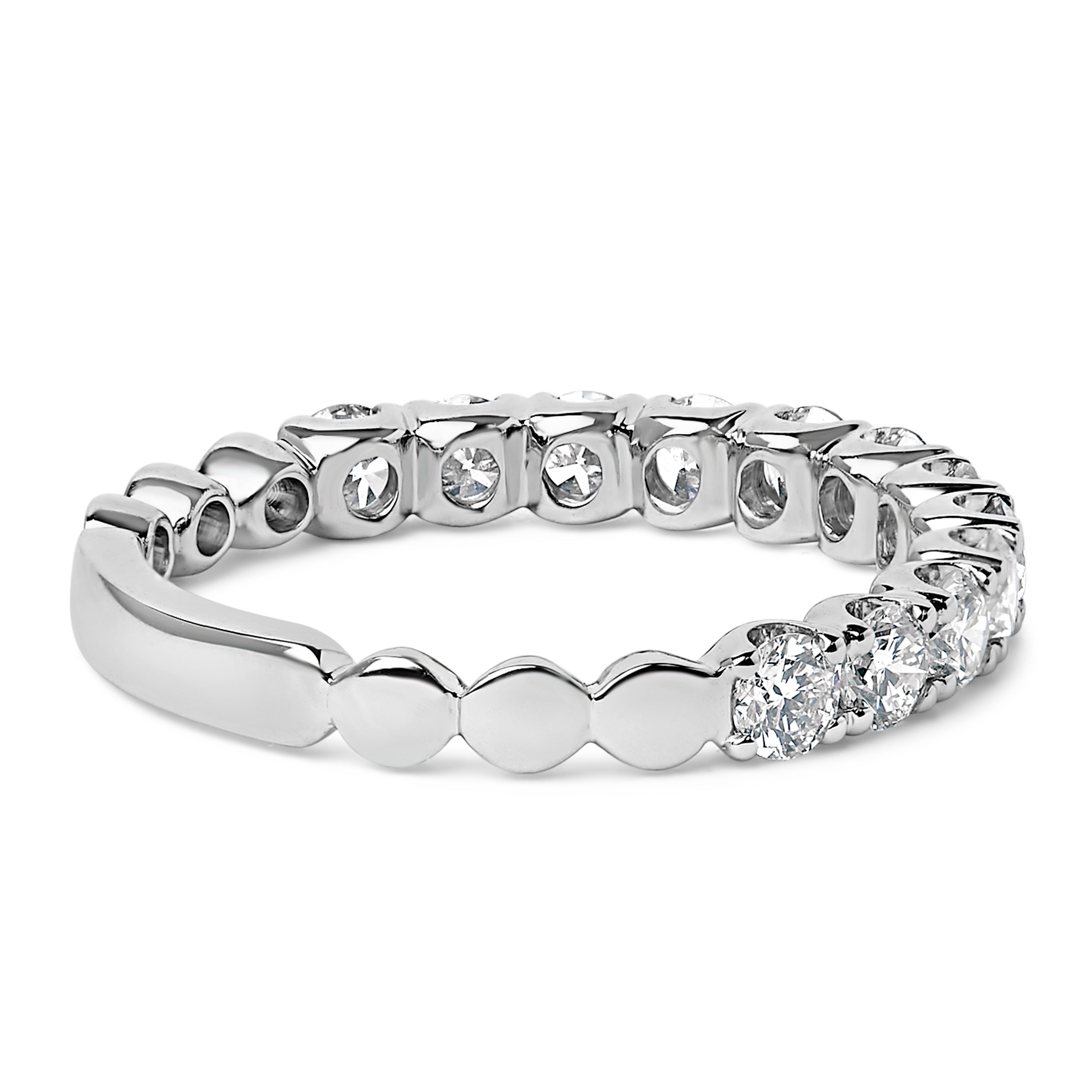14K White Gold 1.00 Cttw Round Diamond Prong Set Wedding Band