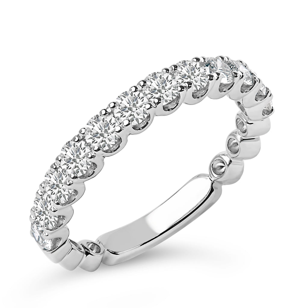 14K White Gold 1.00 Cttw Round Diamond Prong Set Wedding Band