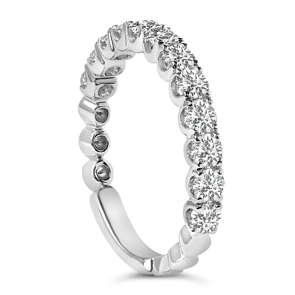 14K White Gold 1.00 Cttw Round Diamond Prong Set Wedding Band