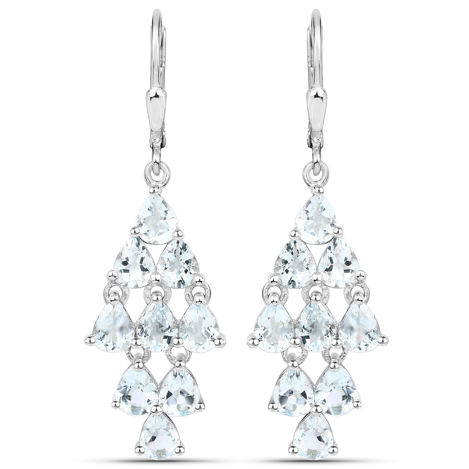 3.96 Carat Genuine Aquamarine .925 Sterling Silver Earrings