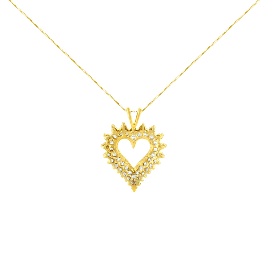 14K Yellow Gold Plated .925 Sterling Silver 3.00 Cttw Round Cut Diamond Cluster Heart 18" Pendant Necklace (K-L Color, I1-I2 Clarity)
