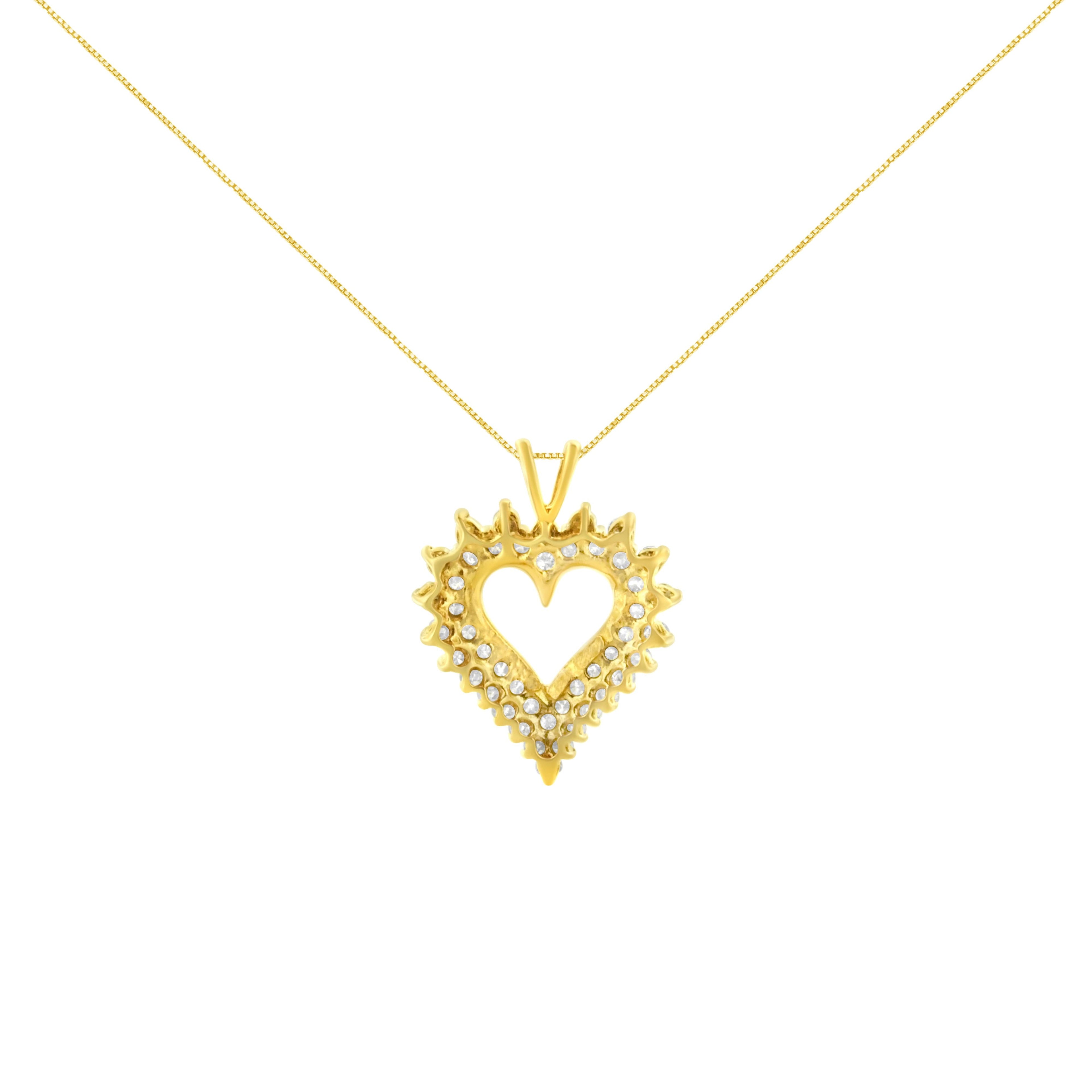 14K Yellow Gold Plated .925 Sterling Silver 3.00 Cttw Round Cut Diamond Cluster Heart 18" Pendant Necklace (K-L Color, I1-I2 Clarity)