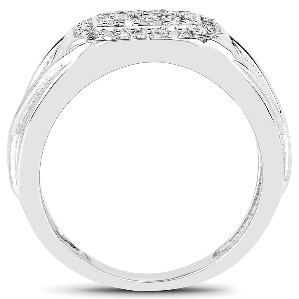 14K White Gold Plated 0.24 Carat Genuine White Diamond .925 Sterling Silver Ring