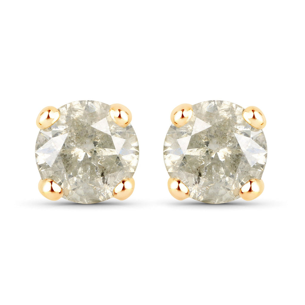1.16 Carat Genuine LB Diamond 14K Yellow Gold Earrings