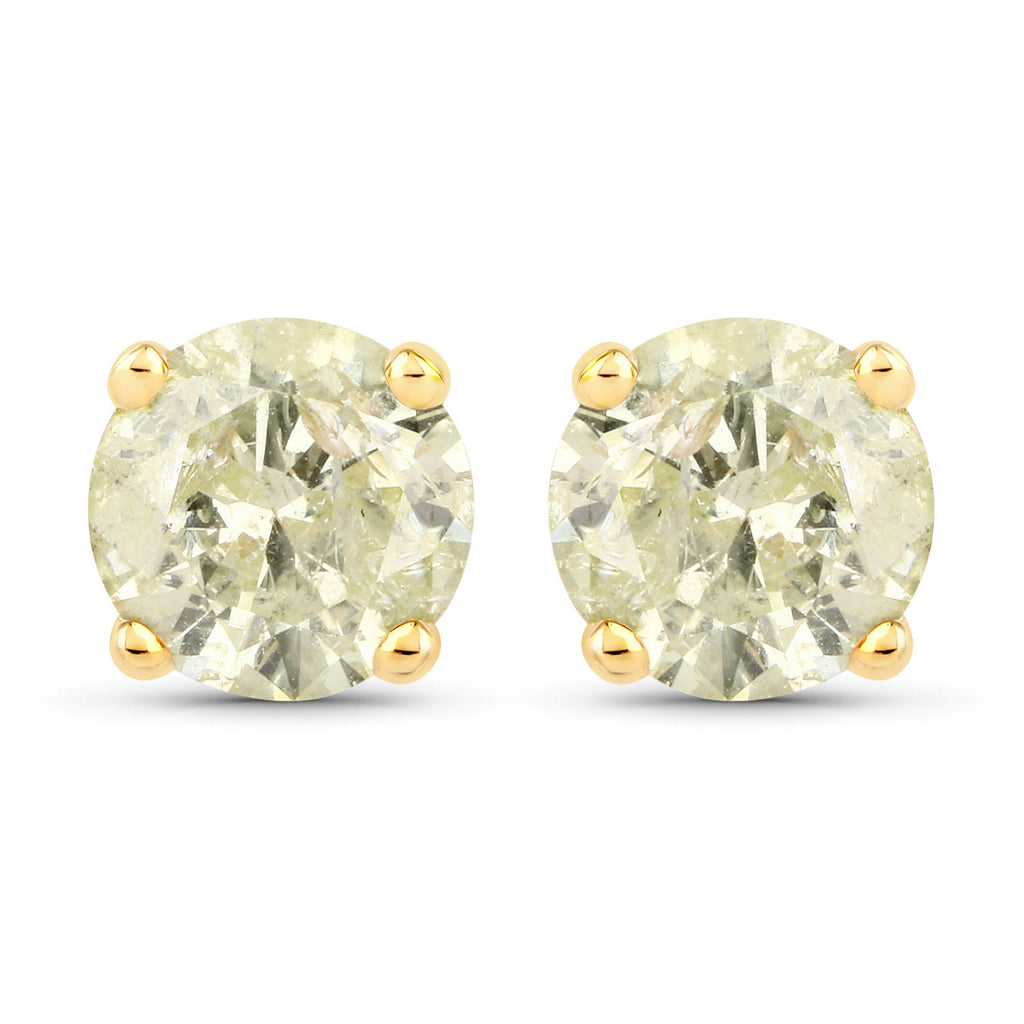 1.12 Carat Genuine LB Diamond 14K Yellow Gold Earrings