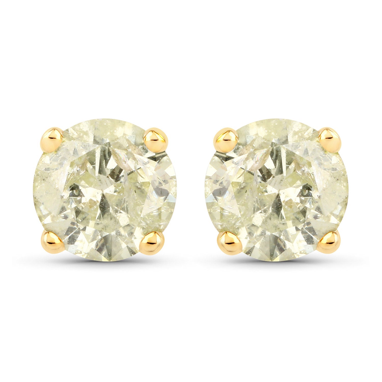1.12 Carat Genuine LB Diamond 14K Yellow Gold Earrings