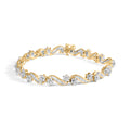 10k Yellow Gold 3.00 Cttw Round-Cut and Baguette-Cut Floral Link 7.25" Bracelet (I-J Color, I1-I2 Clarity)