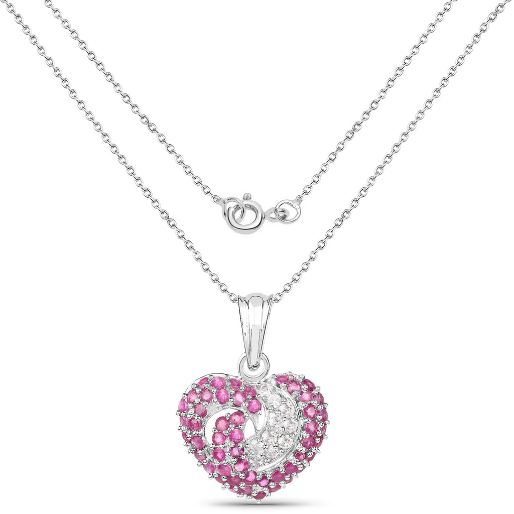 2.65 Carat Genuine Ruby and White Sapphire .925 Sterling Silver Pendant