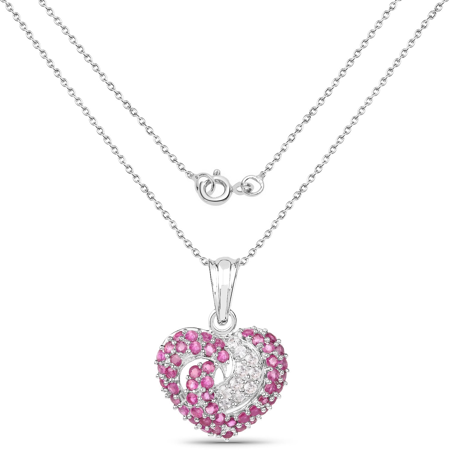 2.65 Carat Genuine Ruby and White Sapphire .925 Sterling Silver Pendant