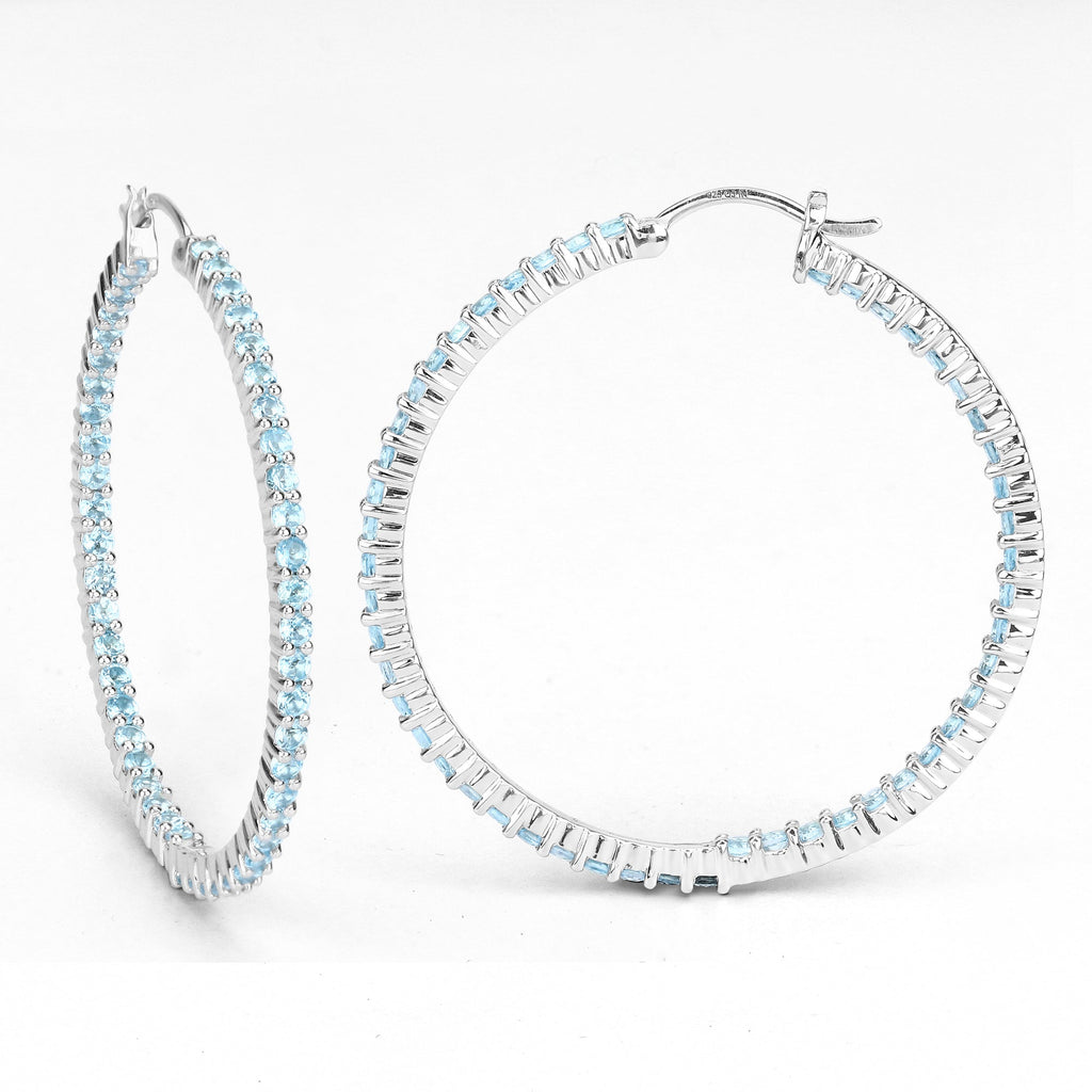 3.60 Carat Genuine Swiss Blue Topaz .925 Sterling Silver Earrings