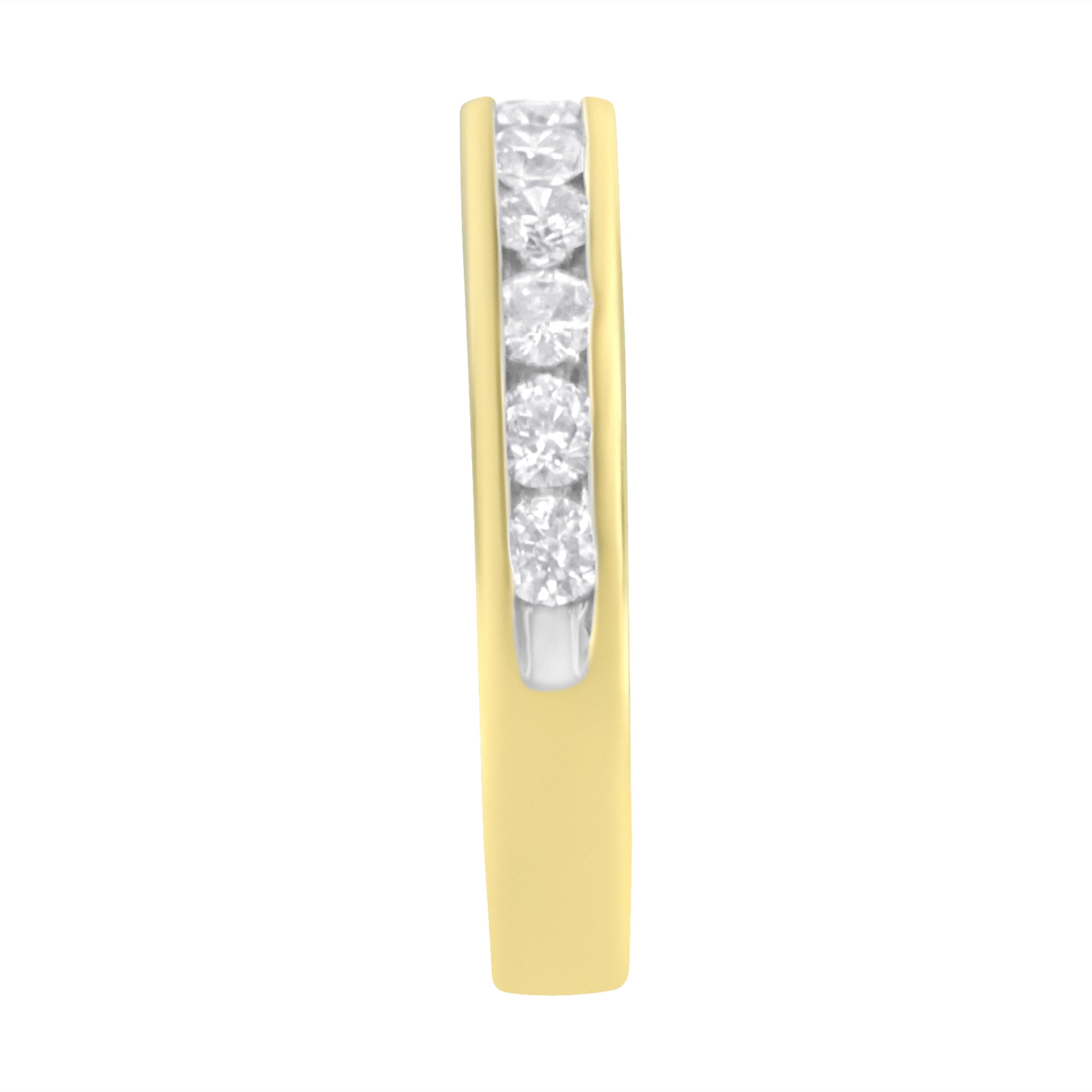 IGI Certified 18K Yellow Gold 1.0 Cttw Channel Set Round-Cut Diamond 11 Stone Anniversary/Wedding Band Ring (I-J Color, I1-I2 Clarity) - Size 9.5