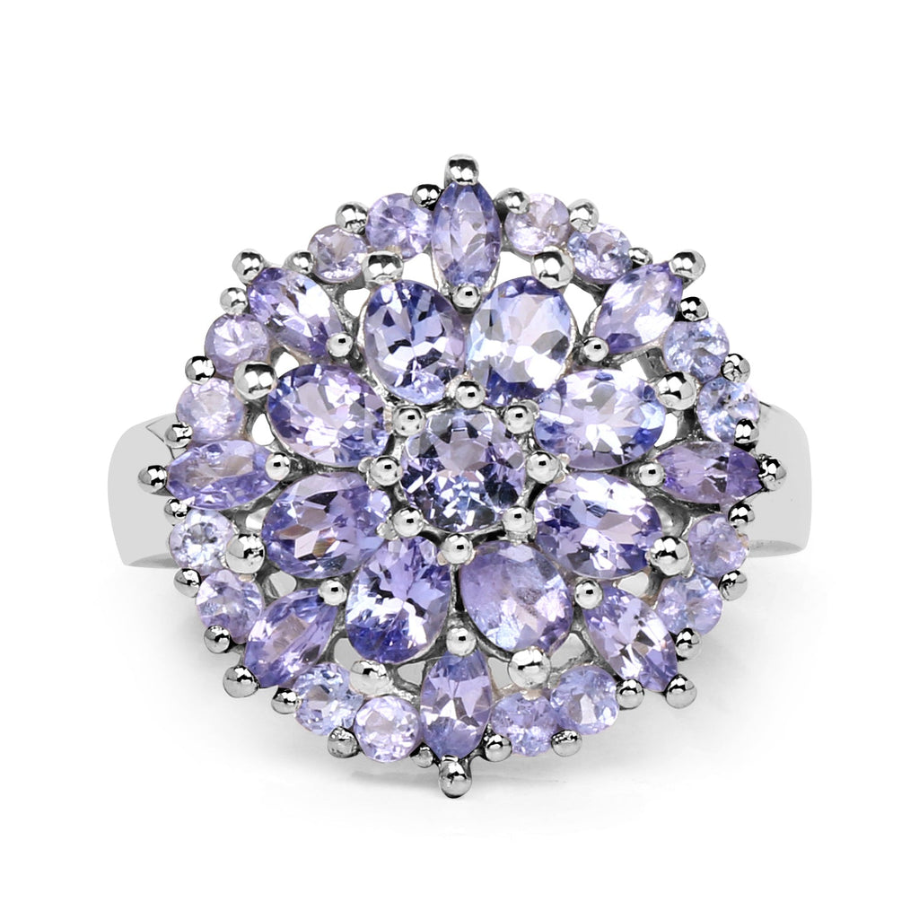 2.79 Carat Genuine Tanzanite .925 Sterling Silver Ring