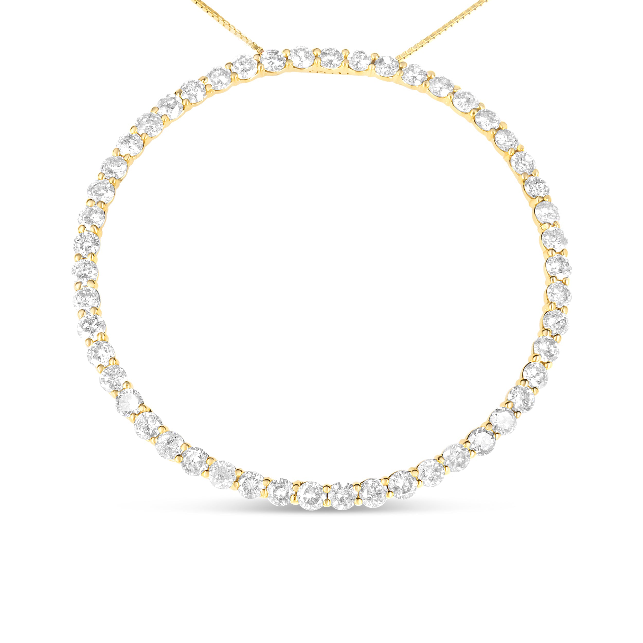 10K Yellow Gold Plated .925 Sterling Silver 4 Cttw Diamond Circle Hoop 18" Pendant Necklace (J-K Color, I1-I2 Clarity)