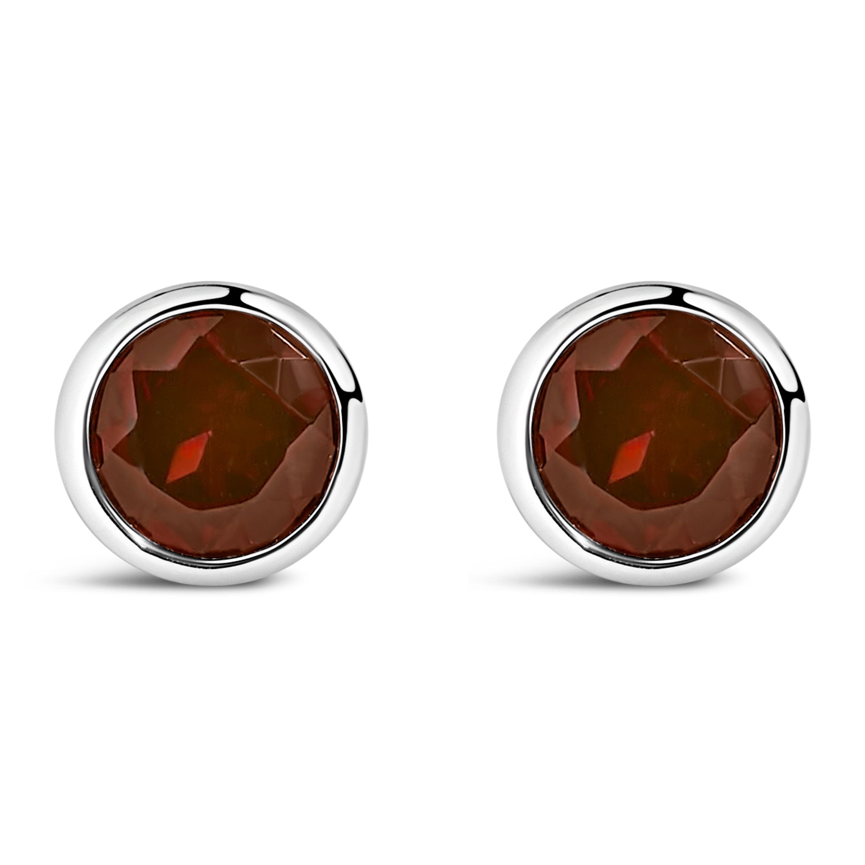 .925 Sterling Silver 6MM Bezel Set Created Purple Amethyst Solitaire Stud Earrings