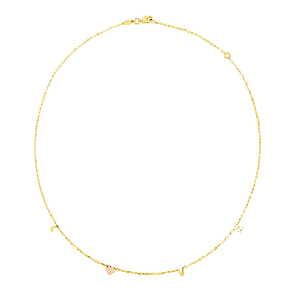 14k Two Tone Gold Love Necklace