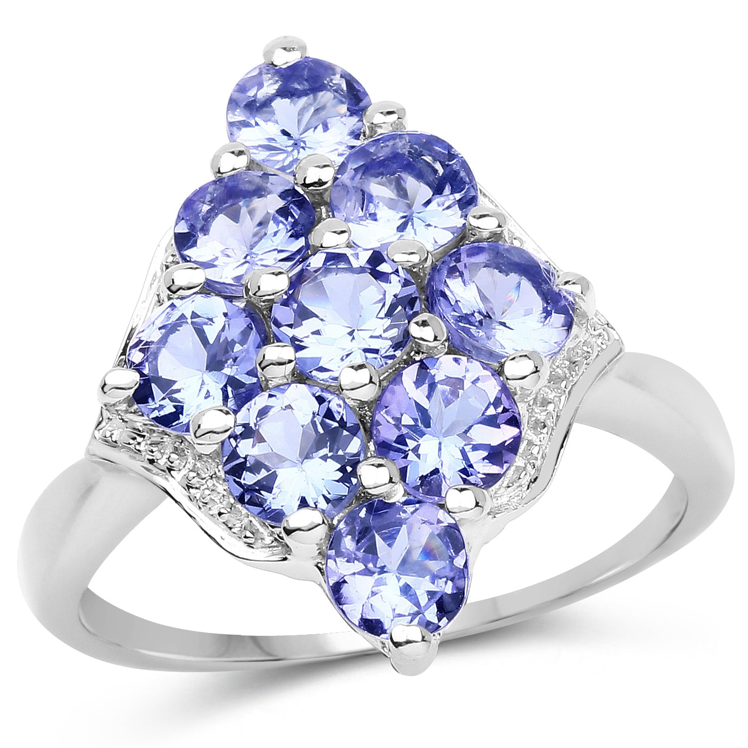2.07 Carat Genuine Tanzanite .925 Sterling Silver Ring