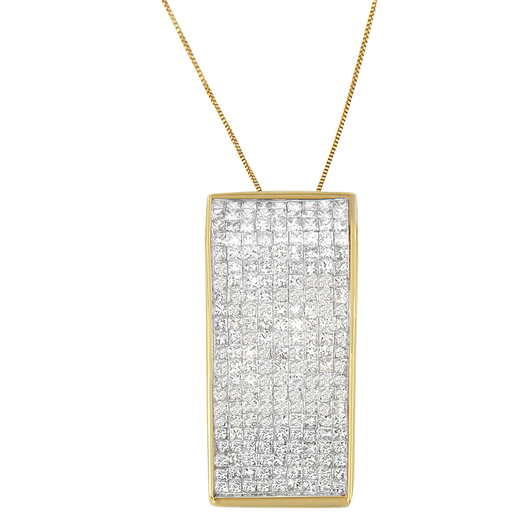 14K Yellow Gold Princess Cut Diamond Block Pendant Necklace (2 5/8 cttw, H-I Color, SI2-I1 Clarity)