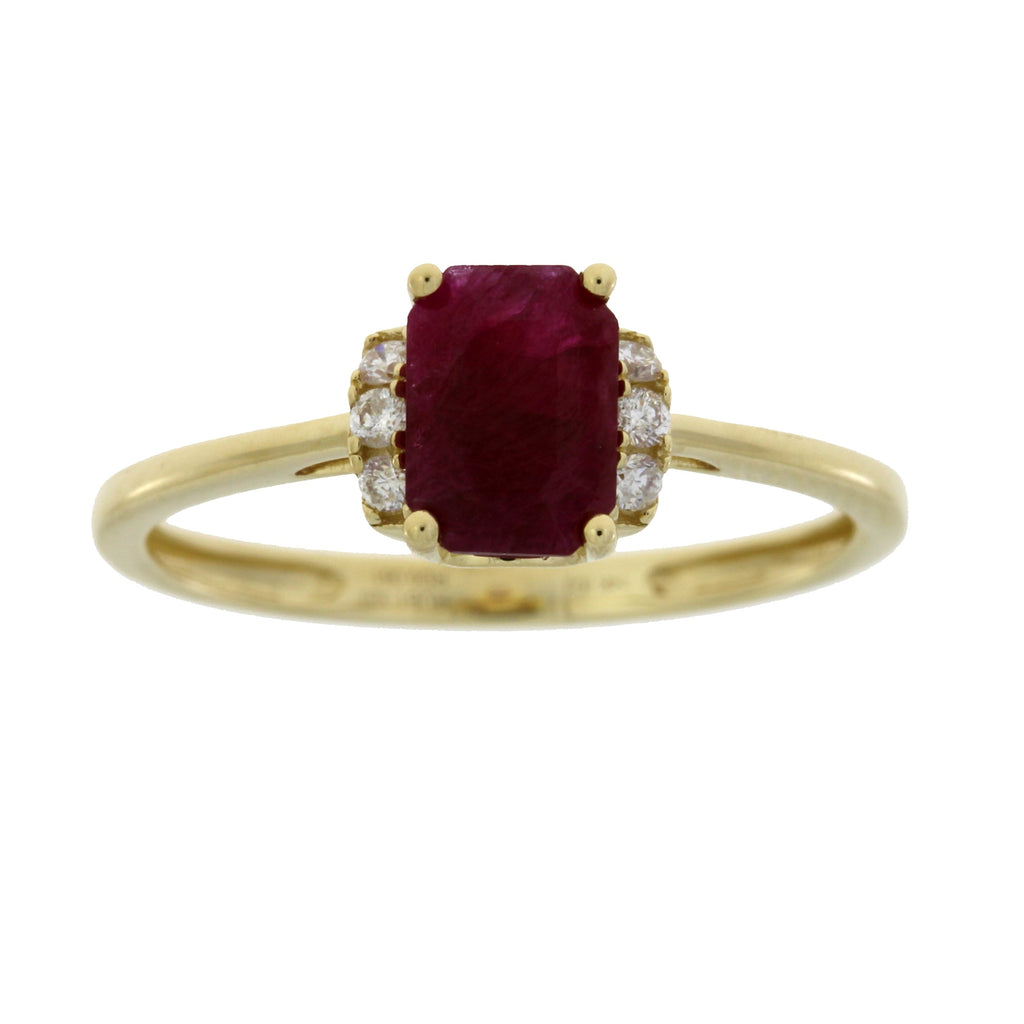 Natural 1.38ct Ruby Diamond Ring 14KT Yellow Gold