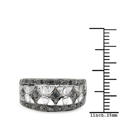 0.29 Carat Genuine Blue Diamond .925 Sterling Silver Ring