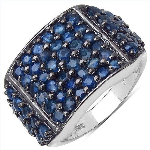 2.86 Carat Genuine Blue Sapphire .925 Sterling Silver Ring