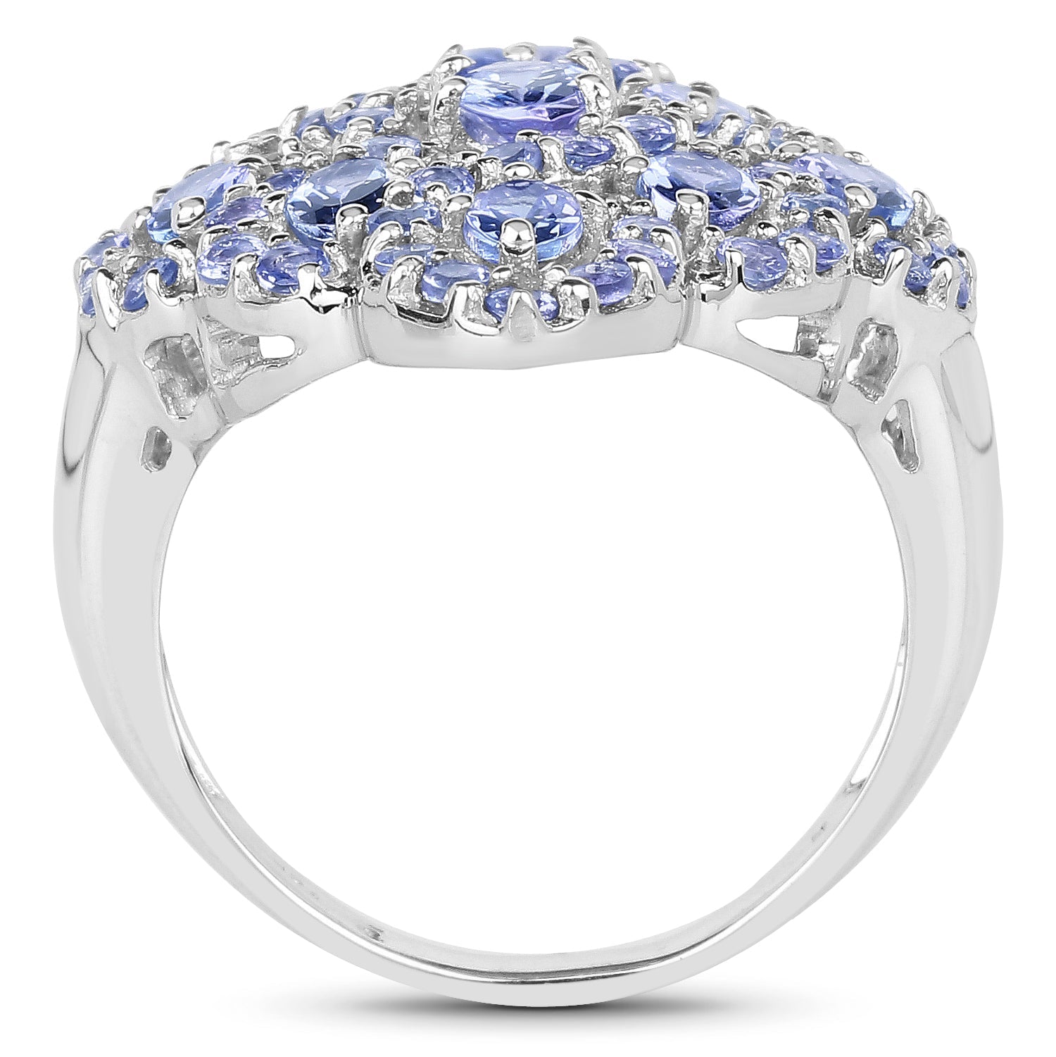 3.31 Carat Genuine Tanzanite .925 Sterling Silver Ring