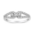 10K White Gold 1/2 Cttw Round Cut Diamond Three Stone Split Shank Band Ring (H-I Color, SI1-SI2 Clarity) - Size 6