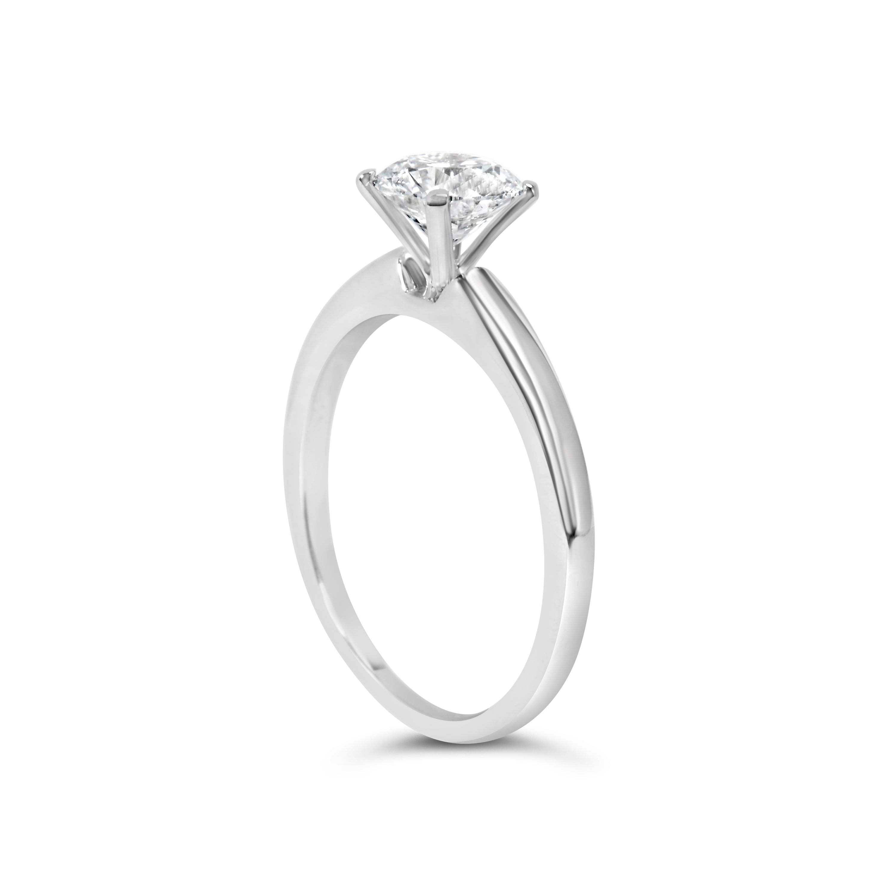 14K White Gold 1.0 Cttw Round Lab Grown Diamond 4 Prong Solitaire Engagement Ring (F-G Color, VS2-SI1 Clarity) - Ring Size 7