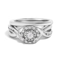.925 Sterling Silver 1/7 Cttw Diamond Halo Bypass Engagement Ring and Wedding Band Set (I-J Color, I3 Clarity)- Size 7