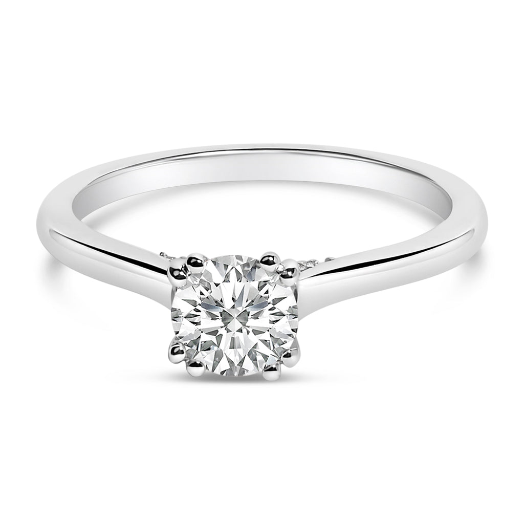 14K White Gold 7/8 Cttw Lab Grown Diamond Solitaire Cathedral Style Engagement Ring (F-G Color, VS1-VS2 Clarity) - Size 5