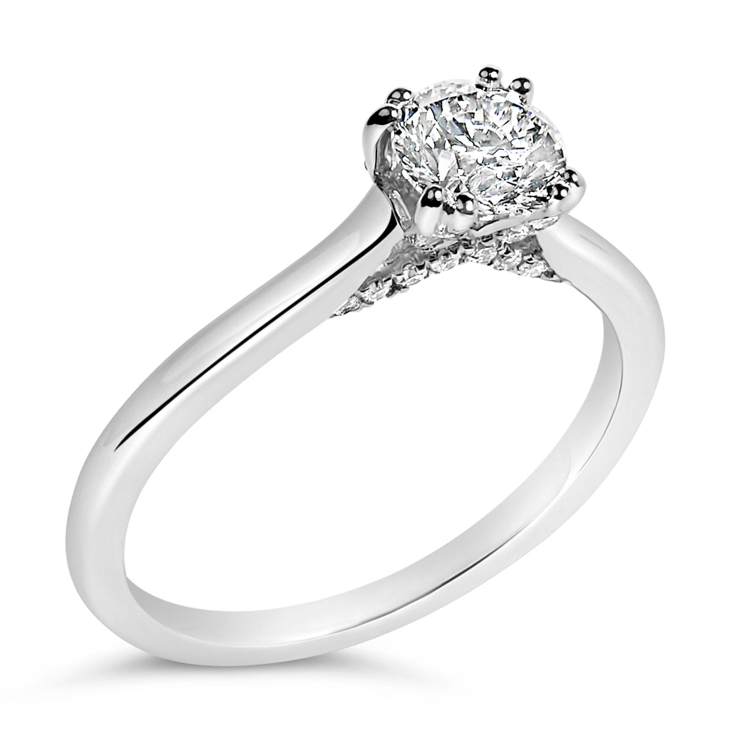 14K White Gold 7/8 Cttw Lab Grown Diamond Solitaire Cathedral Style Engagement Ring (F-G Color, VS1-VS2 Clarity) - Size 5