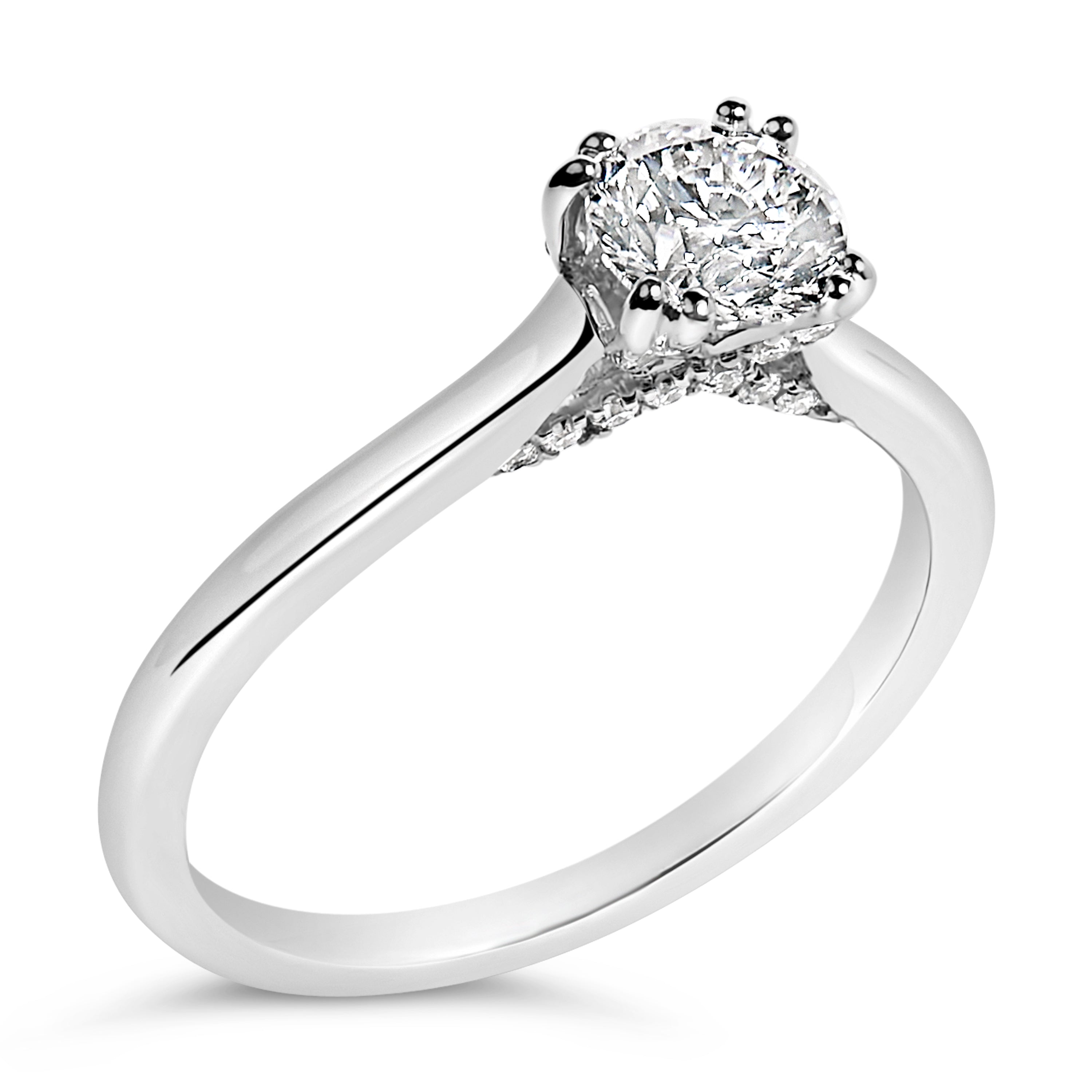 14K White Gold 7/8 Cttw Lab Grown Diamond Solitaire Cathedral Style Engagement Ring (F-G Color, VS1-VS2 Clarity) - Size 5