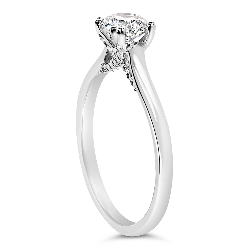 14K White Gold 7/8 Cttw Lab Grown Diamond Solitaire Cathedral Style Engagement Ring (F-G Color, VS1-VS2 Clarity) - Size 5