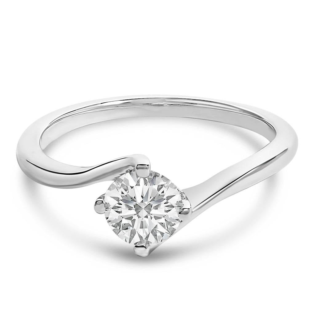 14K White Gold 4/5 Cttw Round Lab Grown Diamond Bypass Solitaire Engagement Ring (F-G Color, VS1-VS2 Clarity) - Ring Size 5