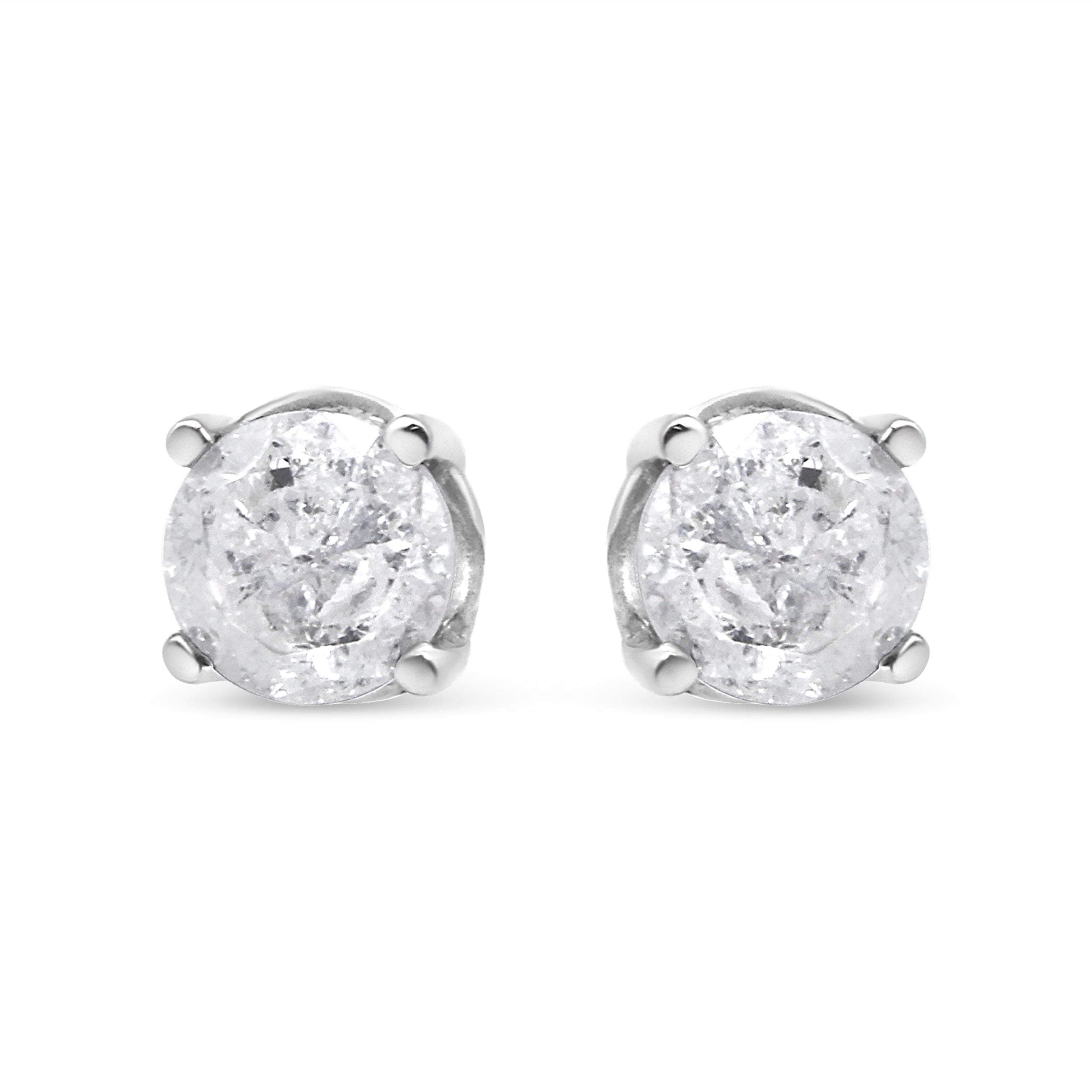 14K White Gold 3/4 Cttw Lab Grown Diamond 4-Prong Classic Stud Earrings (F-G Color, VS2-SI1 Clarity)