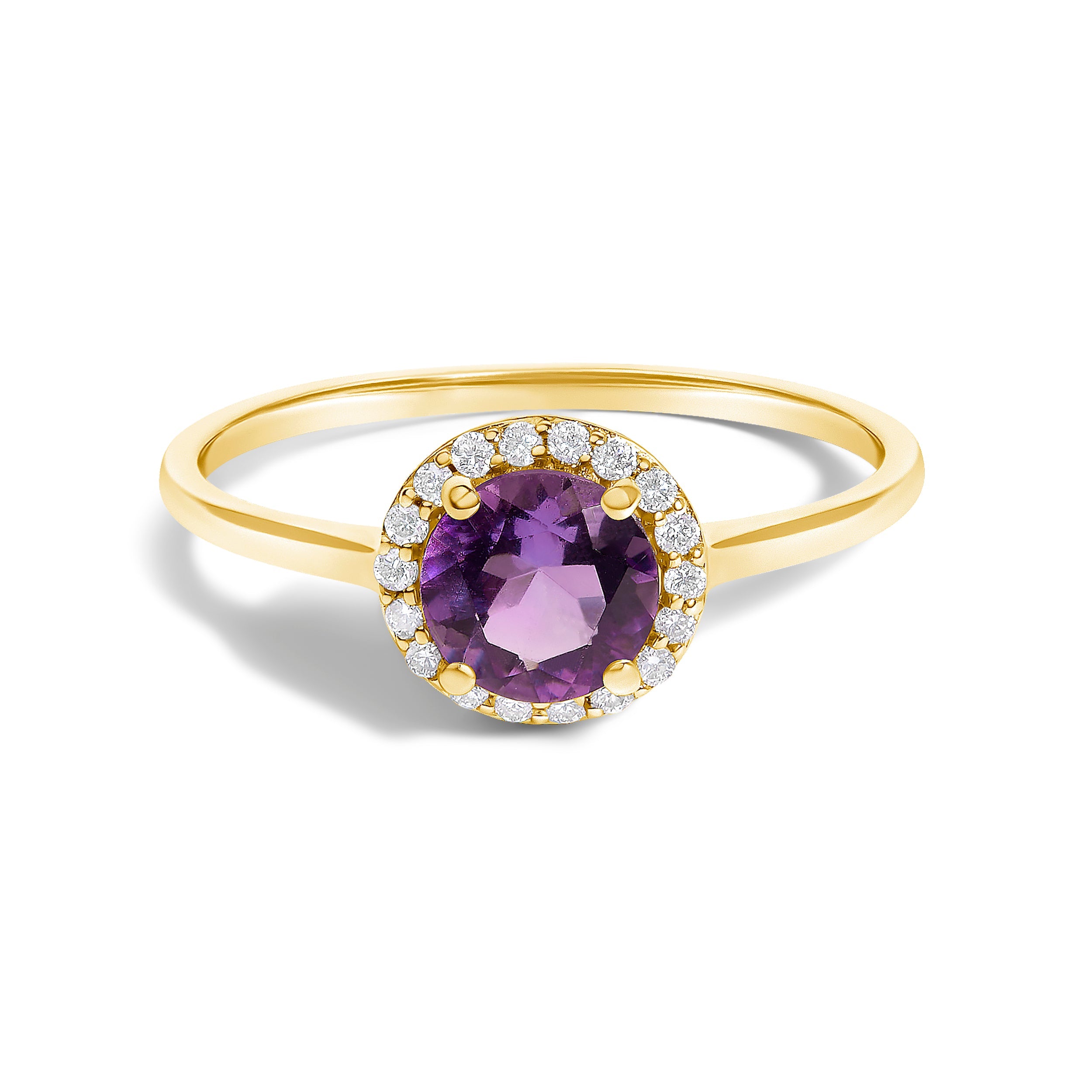 10K White Gold Purple Amethyst and 1/10 Cttw Diamond Halo Ring