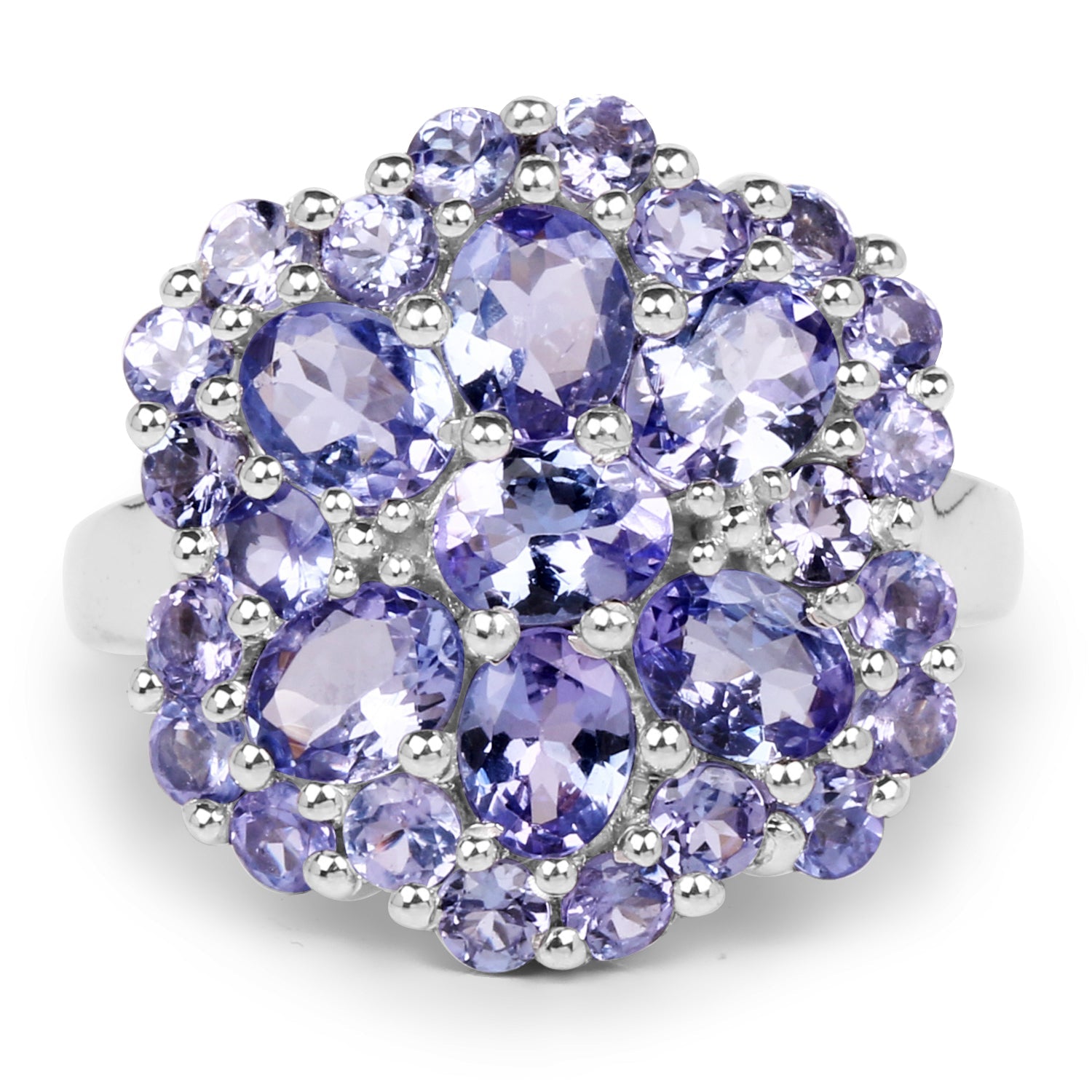 3.91 Carat Genuine Tanzanite .925 Sterling Silver Ring